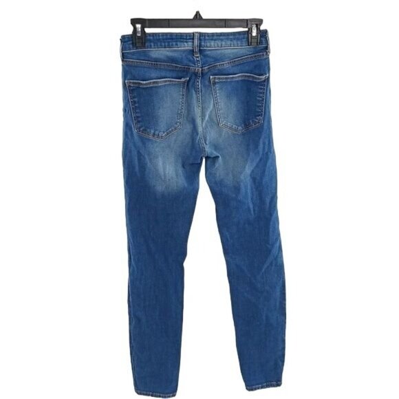 Zara Womens Size 2 Skinny Jeans Blue Mid Rise Stretch Denim Faded Distressed - Picture 4 of 6